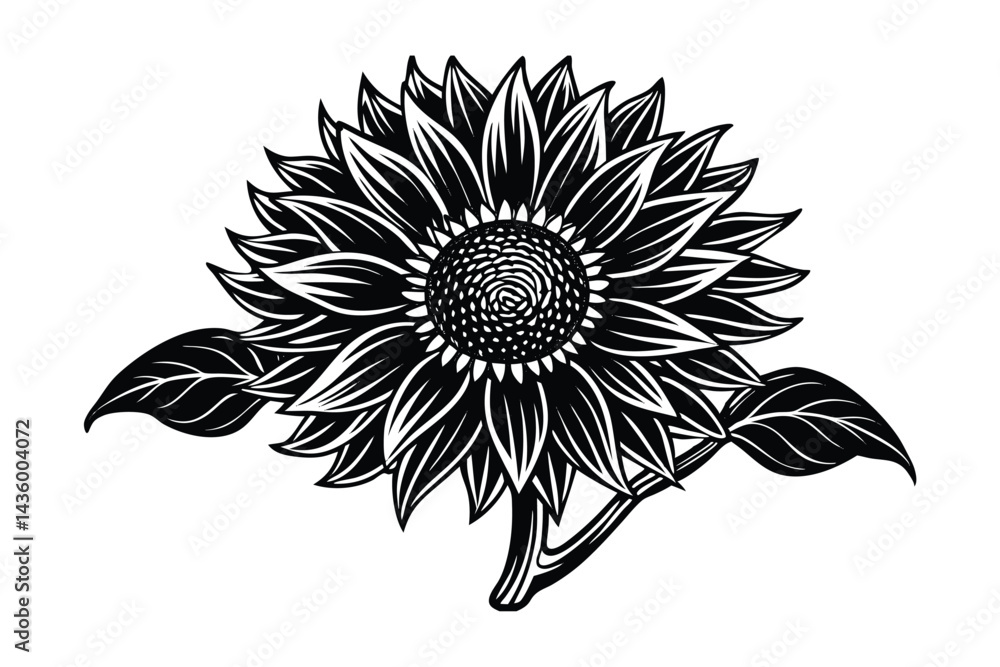 Fototapeta premium Sunflower Victorian vector illustration