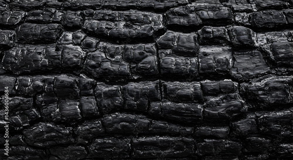 Fototapeta premium Carbonized Texture Presenting Burned Wood with Unique Structural Pattern
