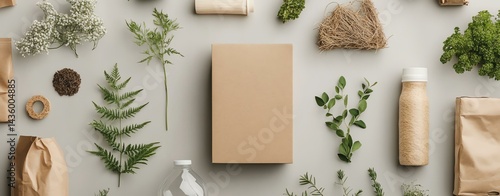 Wallpaper Mural Circular economy strategies for sustainable resource management Neutral packaging surrounded by dried herbs and natural elements on a light background. Torontodigital.ca