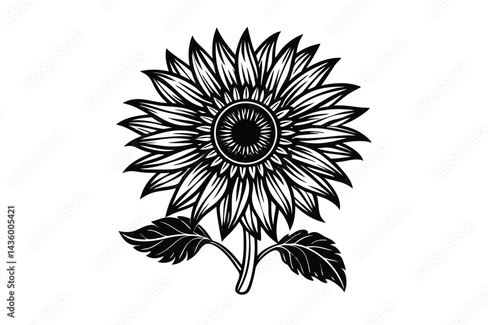 Fototapeta premium Sunflower Victorian vector illustration