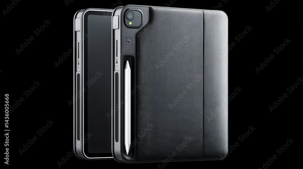 Black Smartphone Case with Slim Design and Pocket for Accessories