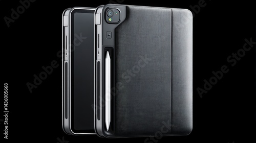 Black Smartphone Case with Slim Design and Pocket for Accessories