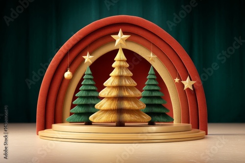 Obraz na płótnie Festive Christmas Tree Scene with Decorative Elements and Colors w salonie