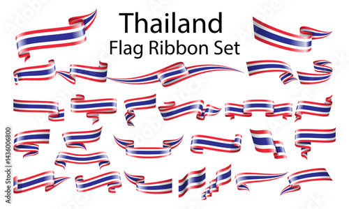 Thailand ribbon flag set