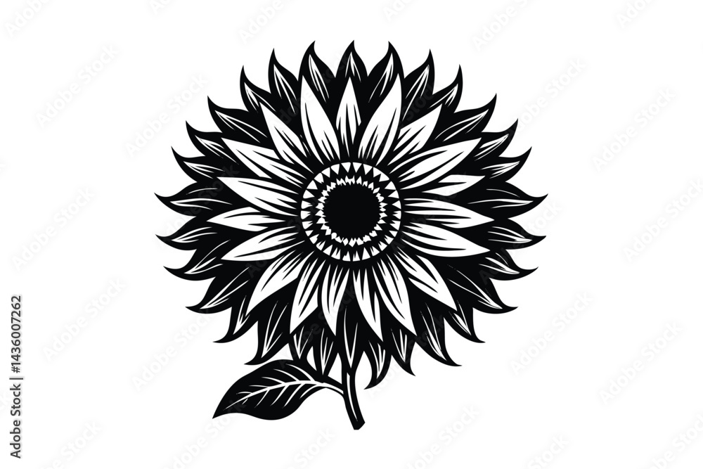 Fototapeta premium Sunflower Victorian vector illustration