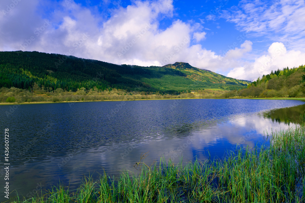 Fototapeta premium Reflections at Loch Leven, in the Tossachs, Scotland.