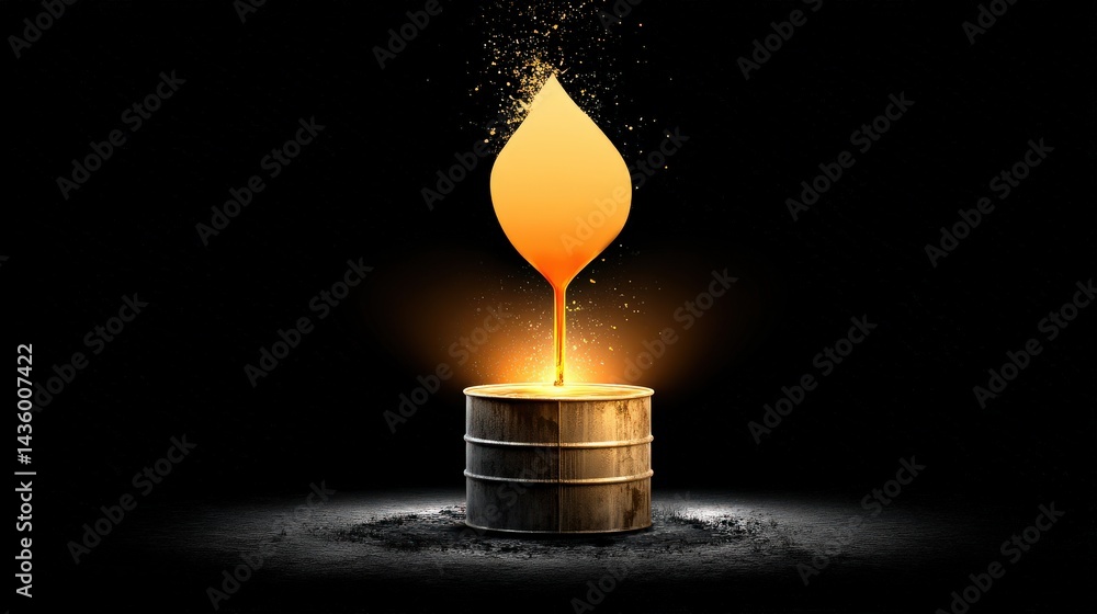 Bright Liquid Flame Emanating from Industrial Barrel in Darkness