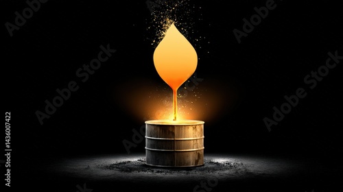 Obraz na płótnie Bright Liquid Flame Emanating from Industrial Barrel in Darkness w salonie