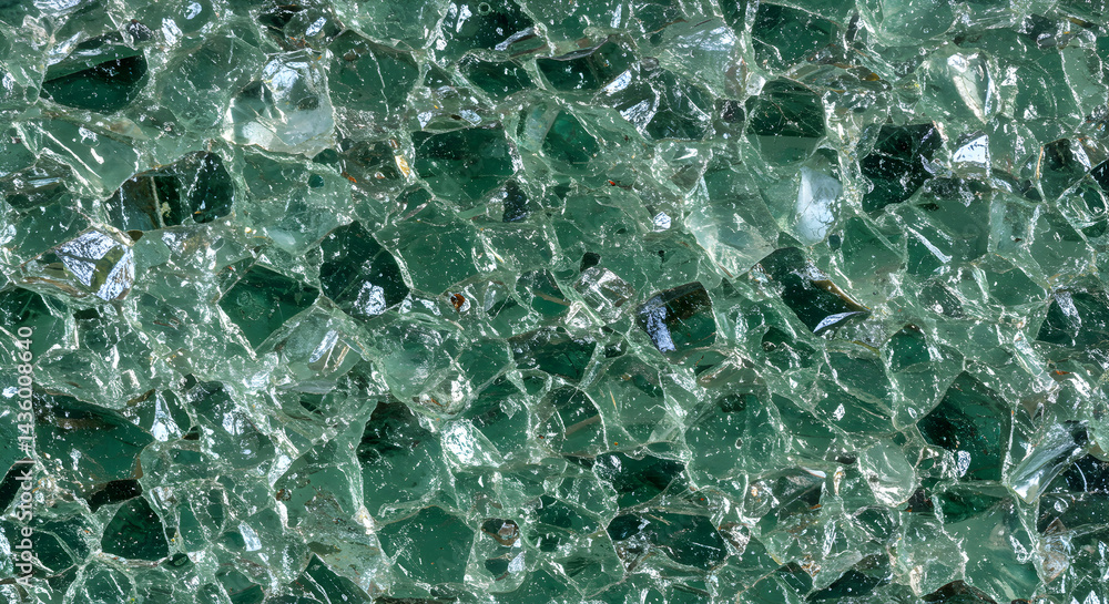 Fototapeta premium Turquoise Fractured Reflections An Abstract Mosaic of Glass Shards Backdrop