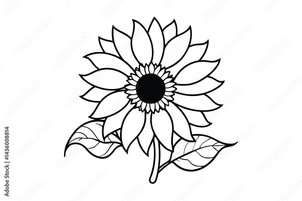 Fototapeta premium Sunflower Victorian vector illustration 