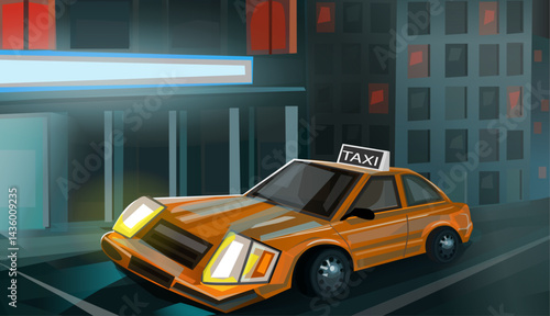 yellow taxi car at city street