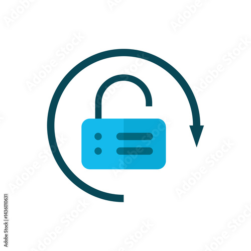 Data sync shield. Circular arrow with card icon showing data synchronization and encrypted access.