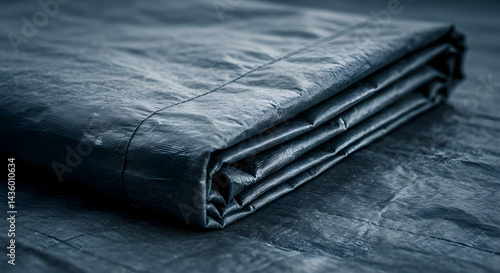 Folded Protective Tarp Showing Layered Texture and Fabric Details Close Up