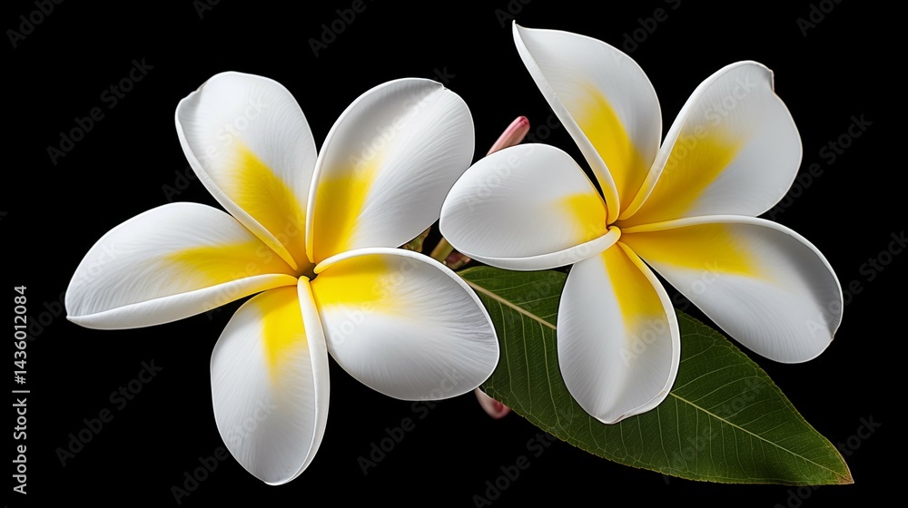 Fototapeta premium Two frangipani (plumeria) blossoms