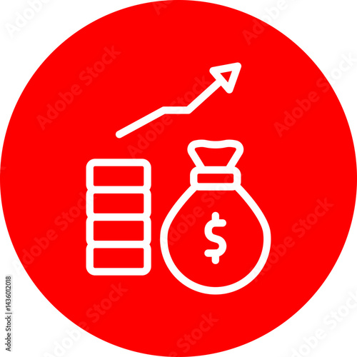 Revenue Stream Vector Line White Circle Red