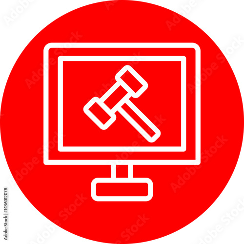 Online Auctions Vector Line White Circle Red