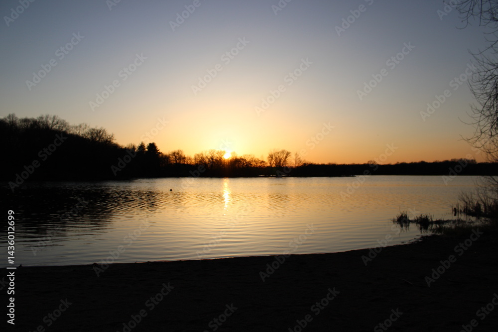Fototapeta premium sunset over the river