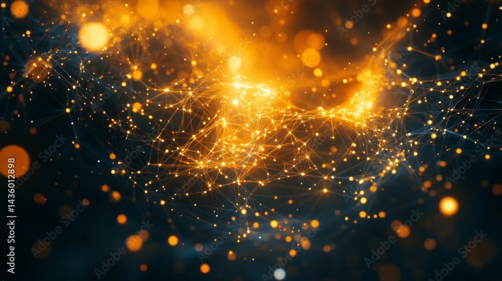 Fototapeta premium Abstract Golden Cosmic Network Background