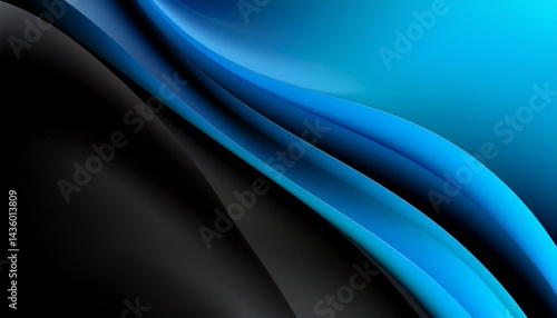Abstract Blue and Black Swirling Waves Background Design