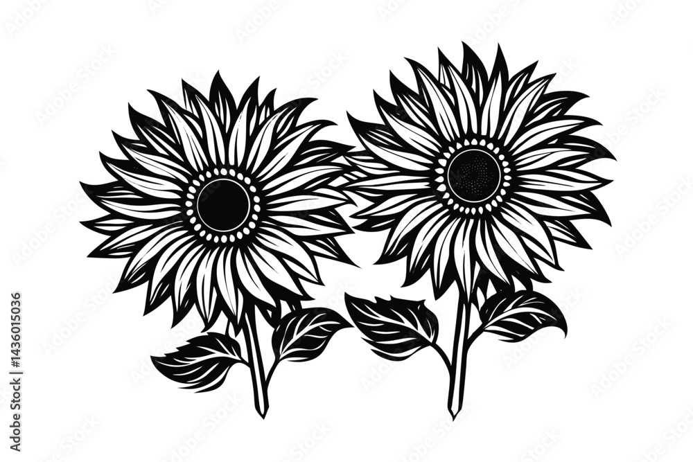 Fototapeta premium Sunflower Victorian vector illustration