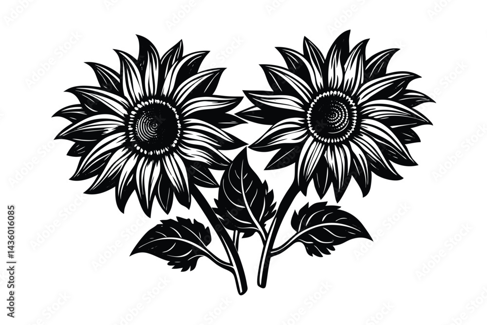 Fototapeta premium Sunflower Victorian vector illustration