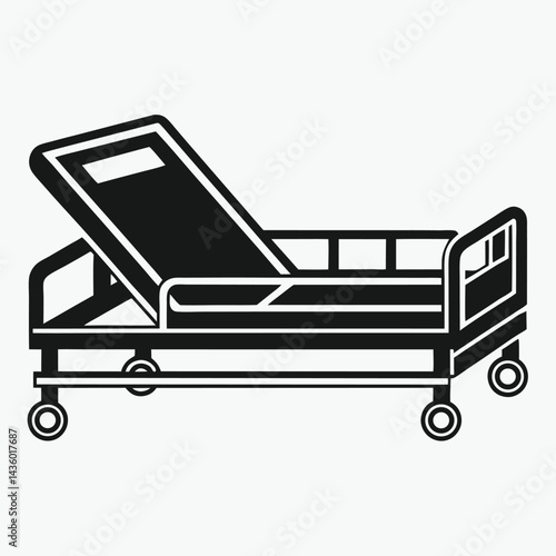 Clean Line Art of Hospital Bed Silhouette for Medical Graphics