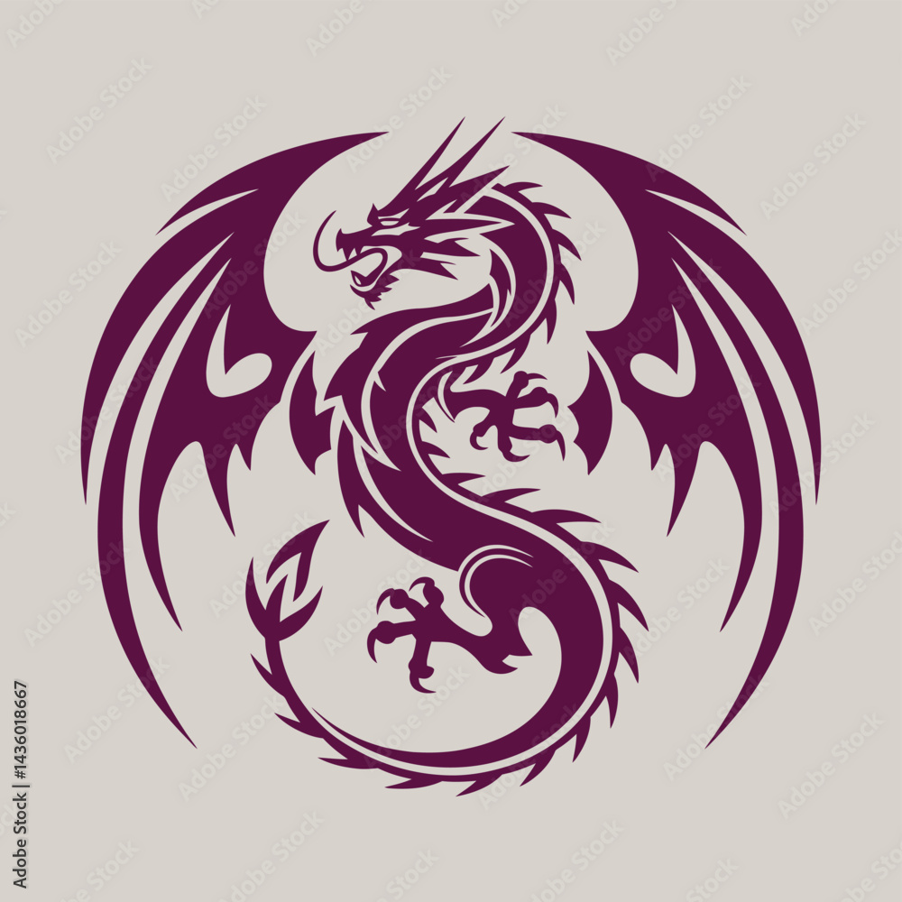 Obraz premium Dragon logo vector illustration