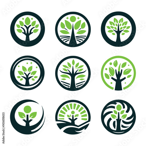 set of green eco icons