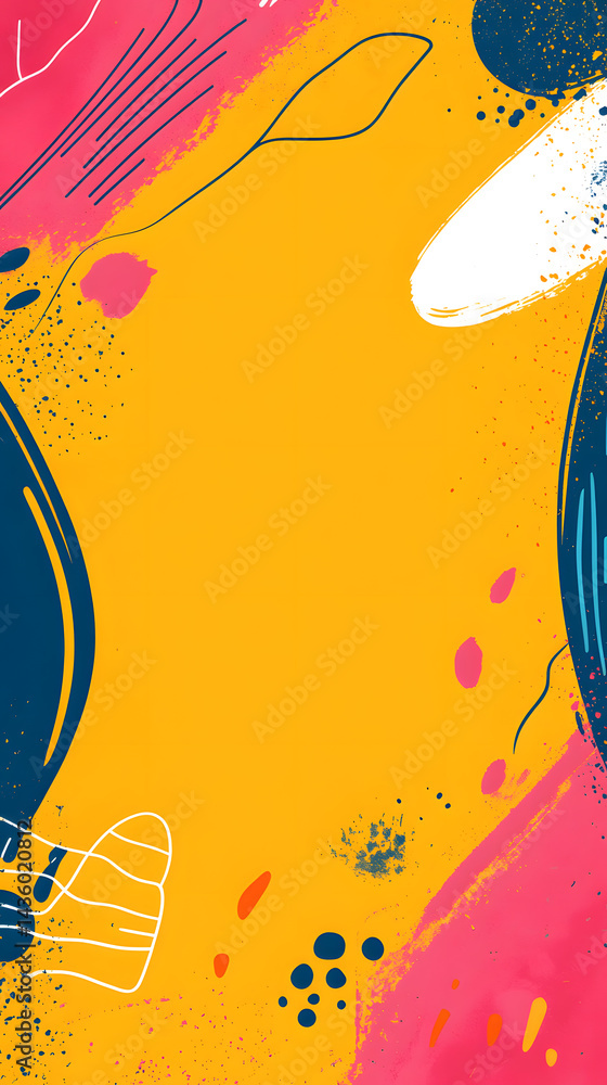Abstract Yellow Pink Blue Artistic Paint Splatter Background Texture Design