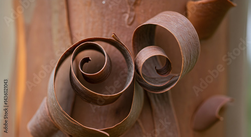 Abstract Spirals Of Shedding Bark Show Natural Texture and Pattern
