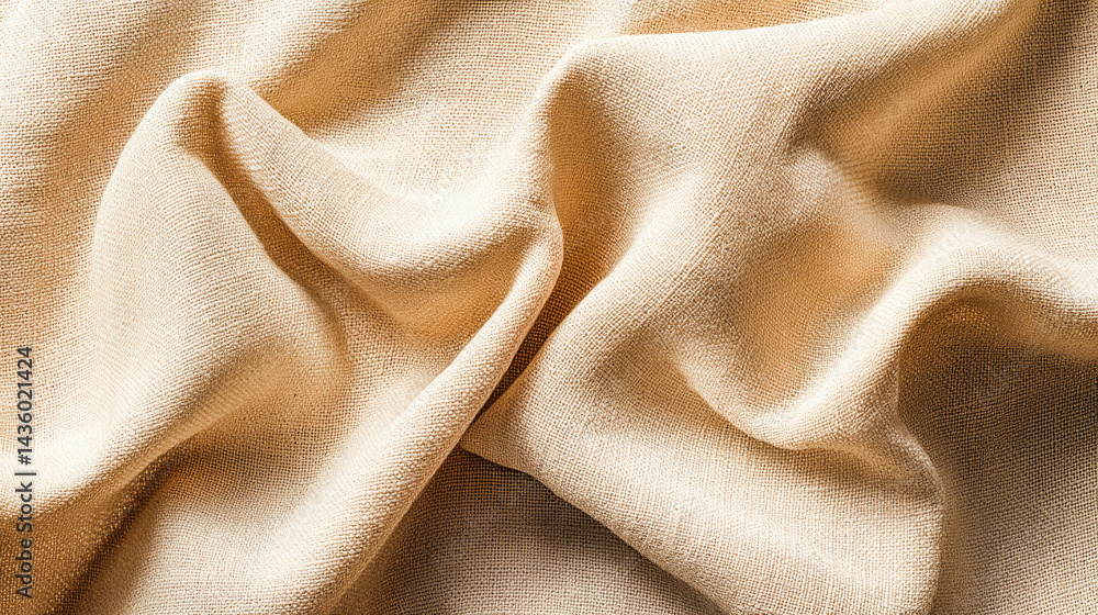 Beige fabric texture textile material cloth surface cotton linen canvas close up crumpled soft folds Beige fabric texture textile material cloth surface cotton linen canvas close up crumpled soft folds