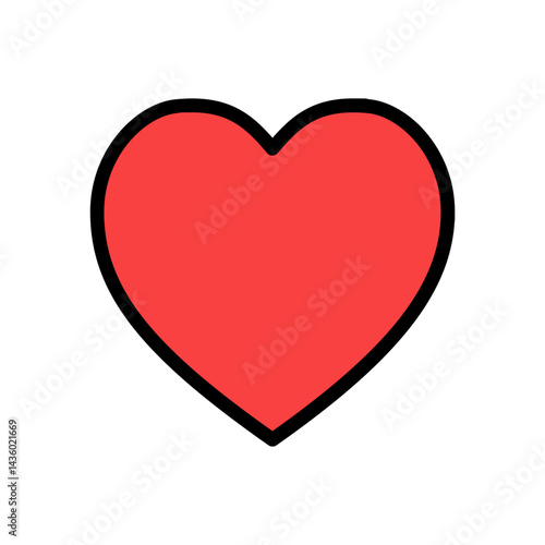 Free Download Red heart sticker template. Love, romance, valentine, feeling concepts. Colored outline decorative element vector design isolated illustration. - GFXLoad