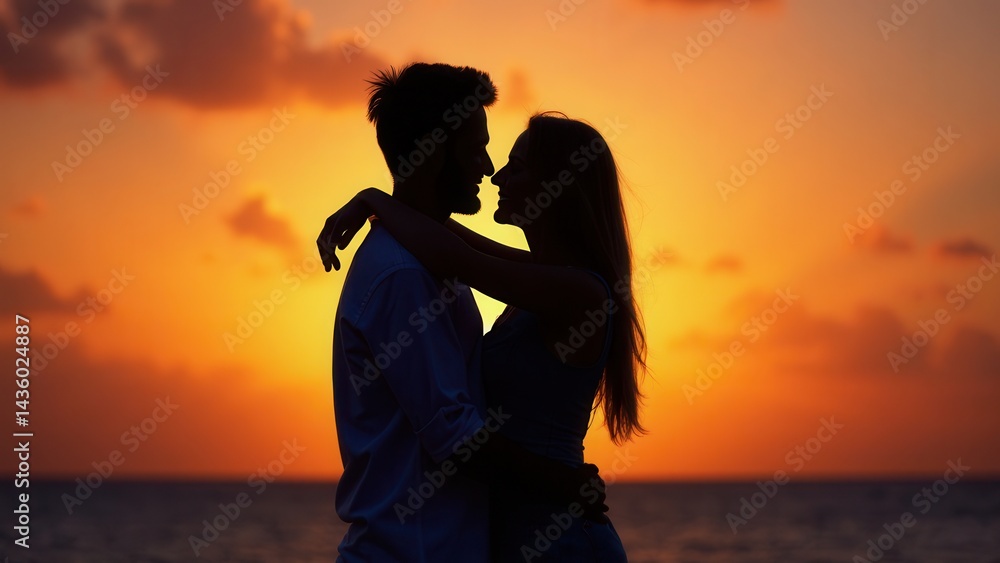 Beautiful couple in love hugging against the background of glowi.