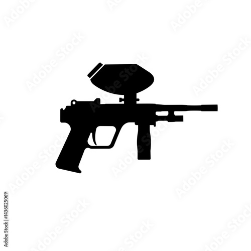 Paintball marker gun icon silhouette in black
