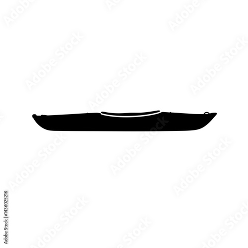 Kayak boat icon silhouette in black