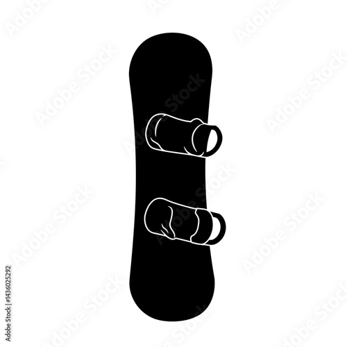 Snowboard with bindings icon silhouette in black