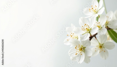 Delicate white blossoms against a pure white backdrop , white, macro