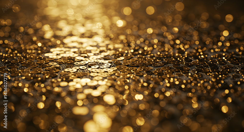 Golden Sequins Background Shimmering with Soft Bokeh Effect and Luxurious Texture Golden Sequins Background Shimmering with Soft Bokeh Effect and Luxurious Texture