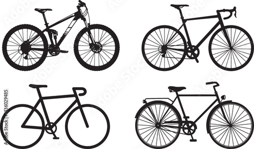 Silhouette Collection of Different Bicycle Types