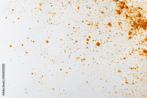 Fototapeta Naklejka Na Ścianę i Meble -  Scattered golden spice powder on a white background