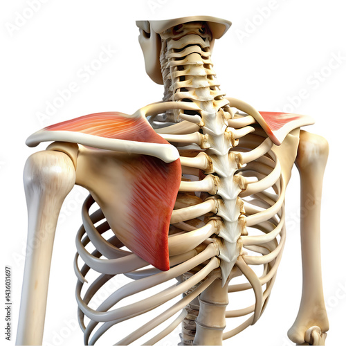 Human Anatomy Deltoid Muscle Posterior View on transparent background