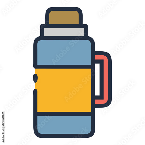 Colorful Thermos Bottle Icon - Insulated Travel Flask Design
