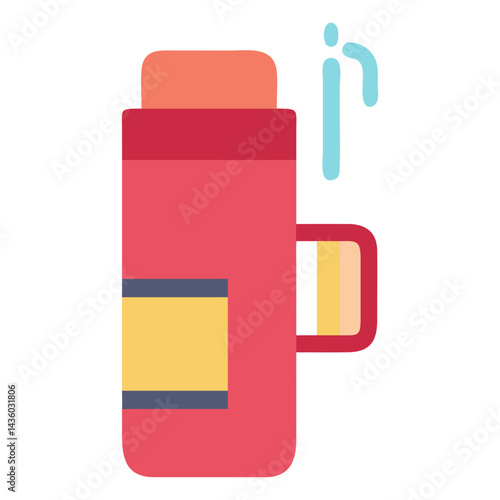 Colorful Thermos Bottle Icon - Insulated Travel Flask Design