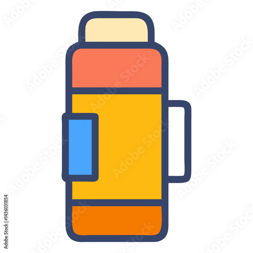 Colorful Thermos Bottle Icon - Insulated Travel Flask Design