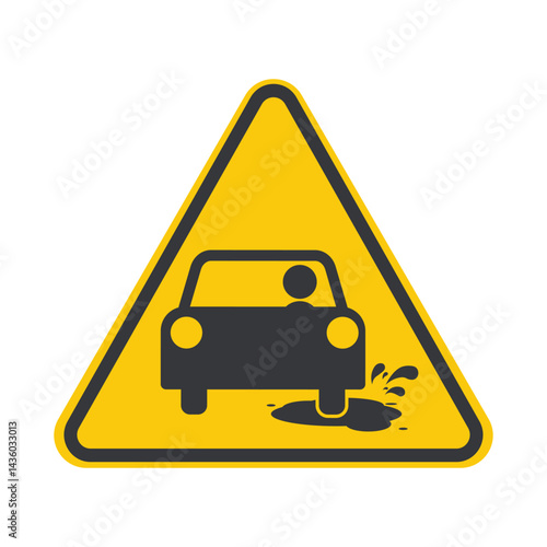 Isolated pictogram a car splashing water, warning of water accumulation ahead, advising vehicles to slow down