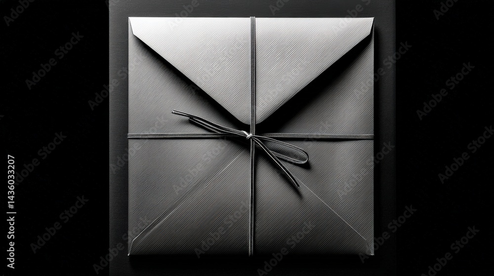 Elegant Black Wrapped Gift with Ribbon on Dark Background