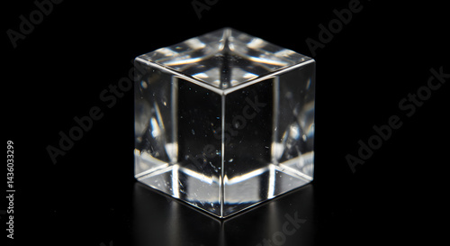 Obraz na płótnie Translucent Precision A Crystal Cube Against A Deep Black Backdrop
