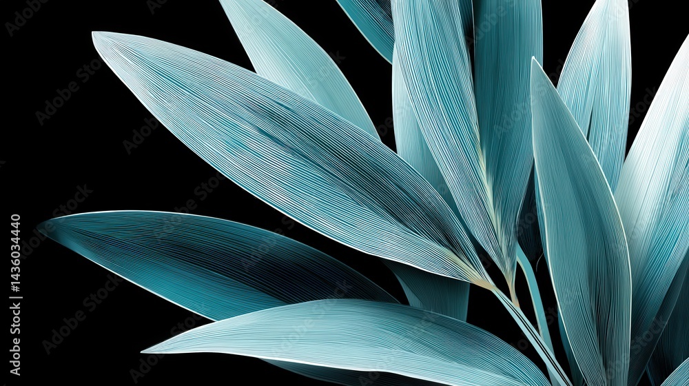 Elegant Close-Up of Tropical Leaves on a Dark Background
