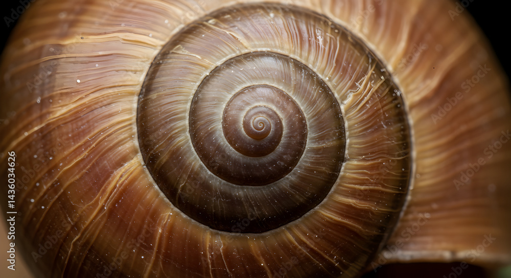 Intricate Snail Shell With Spiral Pattern, Brown And Beige Tone Intricate Snail Shell With Spiral Pattern, Brown And Beige Tone