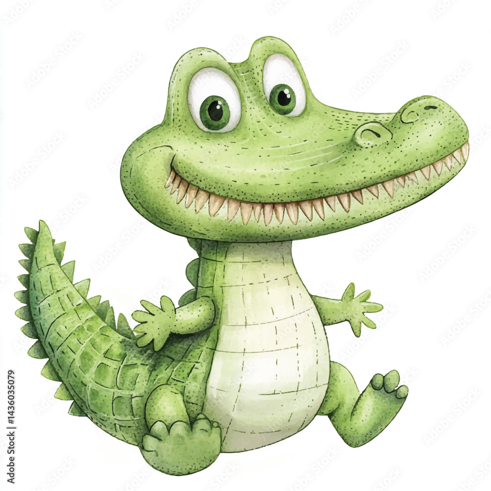 Fototapeta premium A Crocodile simple cartoon drawing watercolor icon